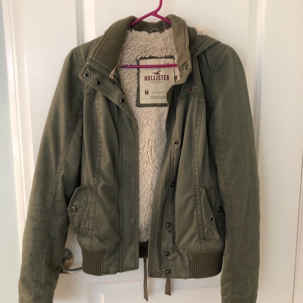 Hollister Furry-Lined Hunter Green Jacket